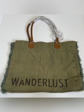 Embellish by Creative Co-Op Olive Canvas Tote Bag